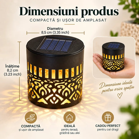 Lămpi solare decorative de perete cu proiecție Mandala, alb cald sau multicolor, IP65 – Set 2, 4 sau 8 bucăți