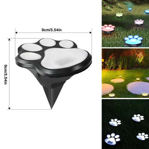 Lămpi Solare Decorative în Formă de Lăbuță pentru Grădină –4 Bucăți, LED Alb Cald