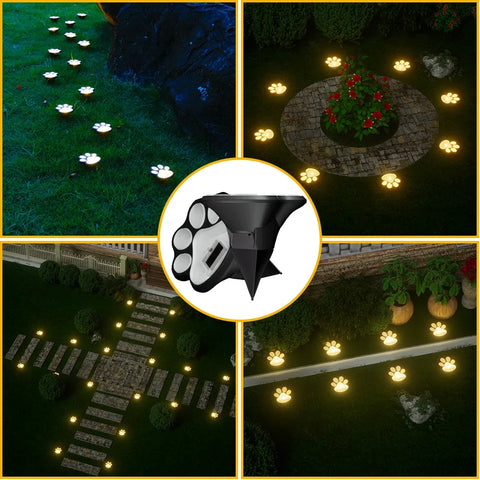 Lămpi Solare Decorative în Formă de Lăbuță pentru Grădină –4 Bucăți, LED Alb Cald