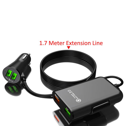 Pachet 1+1 Incarcator auto, 4 in 1, 12V/32V USB QC3.0, 40W, cablu de 1,7 m