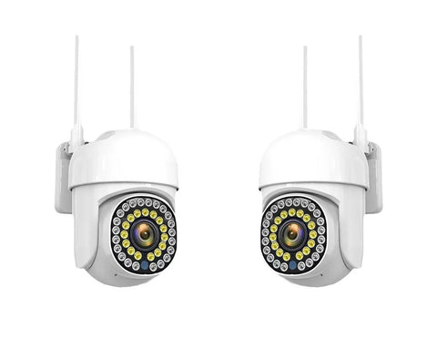 Pachet 2 x Cameră de Supraveghere Smart WIFI, 36 LED-uri, HD, Viziune Nocturnă cu Infraroșu și Protecție IP66, Transmisie Live pe Telefon
