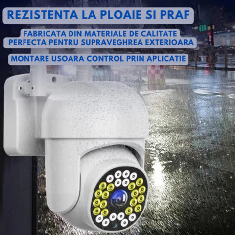 Cameră de Supraveghere Smart WIFI, 36 LED-uri, HD, Viziune Nocturnă cu Infraroșu și Protecție IP66, Transmisie Live pe Telefon