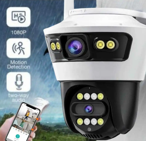Camera Supraveghere Duală INNOVA X-TRAK, 6MP, WiFi/Lan , live pe telefon + Card Cadou