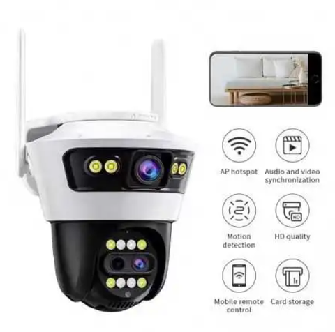 Camera Supraveghere Duală INNOVA X-TRAK, 6MP, WiFi/Lan , live pe telefon + Card Cadou