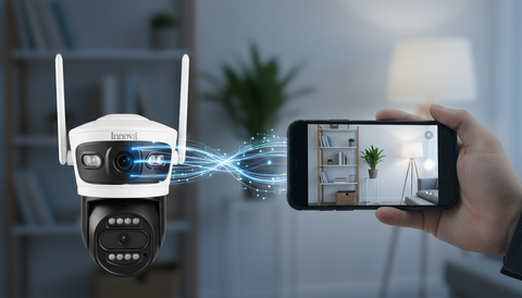 Camera Supraveghere Duală INNOVA X-TRAK, 6MP, WiFi/Lan , live pe telefon + Card Cadou