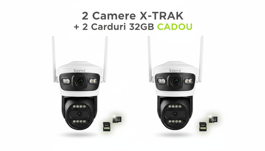 Black Friday - Pachet 2 x Camera Supraveghere Duală INNOVA X-TRAK, 6MP, WiFi/Lan , live pe telefon + 2 Carduri Cadou