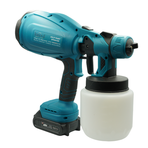Black Friday - Pistol de Pulverizare Electric, Fără Fir, 800W, 48V, 2 Acumulatori Li-Ion, 800 ml, HVLP, Pulverizare Fină, Innova