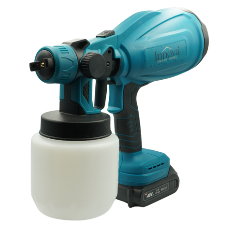 Pistol de Pulverizare Electric, Fără Fir, 800W, 48V, 2 Acumulatori Li-Ion, 800 ml, HVLP, Pulverizare Fină, Innova