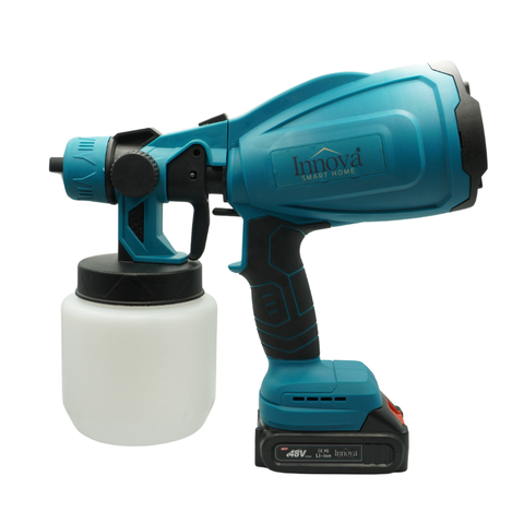 Black Friday - Pistol de Pulverizare Electric, Fără Fir, 800W, 48V, 2 Acumulatori Li-Ion, 800 ml, HVLP, Pulverizare Fină, Innova