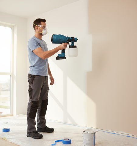 Black Friday - Pistol de Pulverizare Electric, Fără Fir, 800W, 48V, 2 Acumulatori Li-Ion, 800 ml, HVLP, Pulverizare Fină, Innova