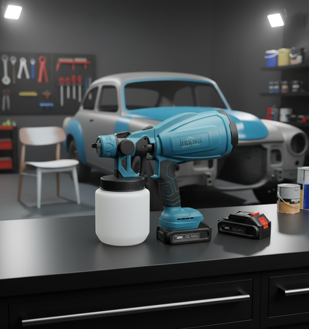 Black Friday - Pistol de Pulverizare Electric, Fără Fir, 800W, 48V, 2 Acumulatori Li-Ion, 800 ml, HVLP, Pulverizare Fină, Innova