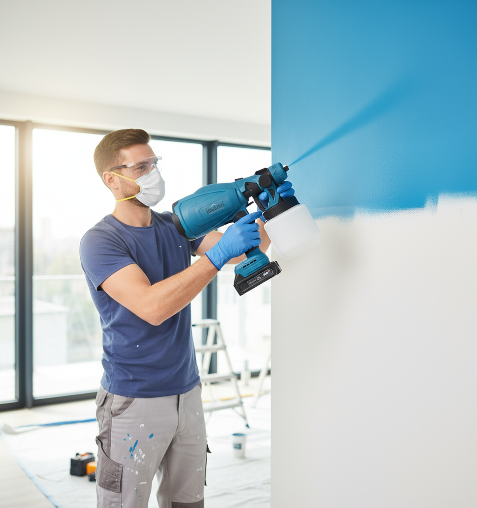 Black Friday - Pistol de Pulverizare Electric, Fără Fir, 800W, 48V, 2 Acumulatori Li-Ion, 800 ml, HVLP, Pulverizare Fină, Innova