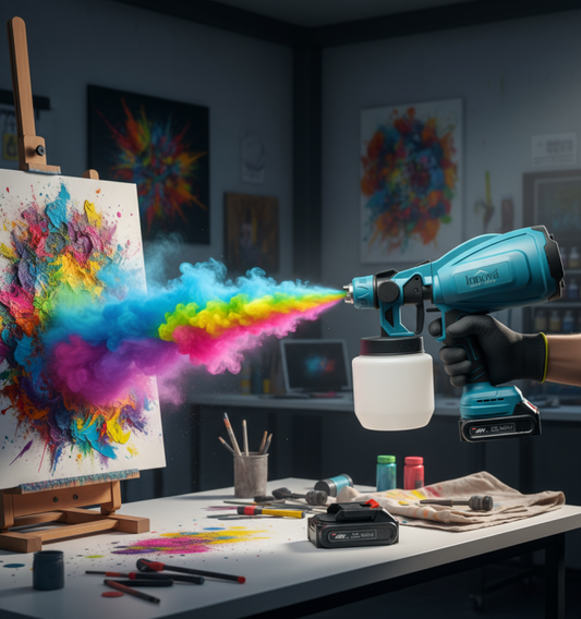 Pistol de Pulverizare Electric, Fără Fir, 800W, 48V, 2 Acumulatori Li-Ion, 800 ml, HVLP, Pulverizare Fină, Innova