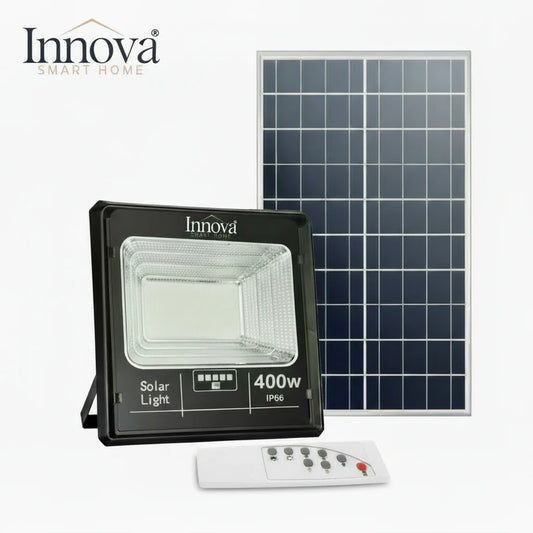 Proiector LED INNOVA 400W Cu Panou Solar si telecomanda, IP66 + Cadou Surpriza