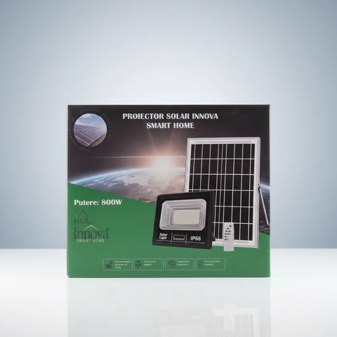 Proiector LED INNOVA 800 W Cu Panou Solar si telecomanda, IP66 + Cadou Surpriza