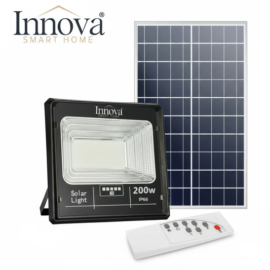 Proiector LED INNOVA 200W Cu Panou Solar si telecomanda, IP66 + Cadou Surpriza