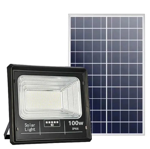 Black Friday - Set 2 x Proiector Solar Jortan 100W , IP66 , Indicator Baterie , 6500k + Cadou Surpriza