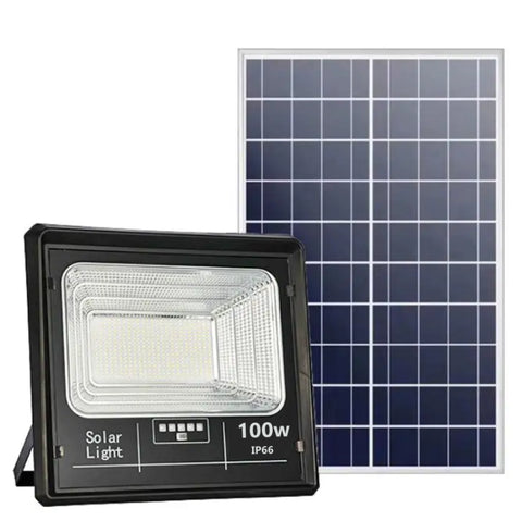 Set 2 x Proiector Solar Jortan 100W , IP66 , Indicator Baterie , 6500k + Cadou Surpriza