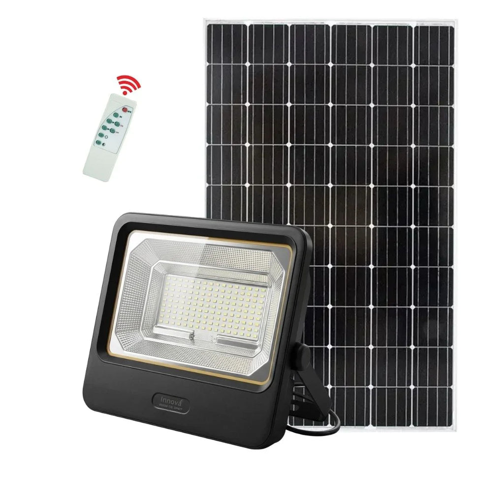 Proiector Solar LED 600W Innova Smart Home Cyborg, IP67, Panou Solar 35x29 cm și Telecomandă