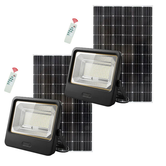 Set 2 Proiectoare Solare LED 800W Innova Smart Home Cyborg, IP67, Panouri Solare 35x35 cm și Telecomenzi