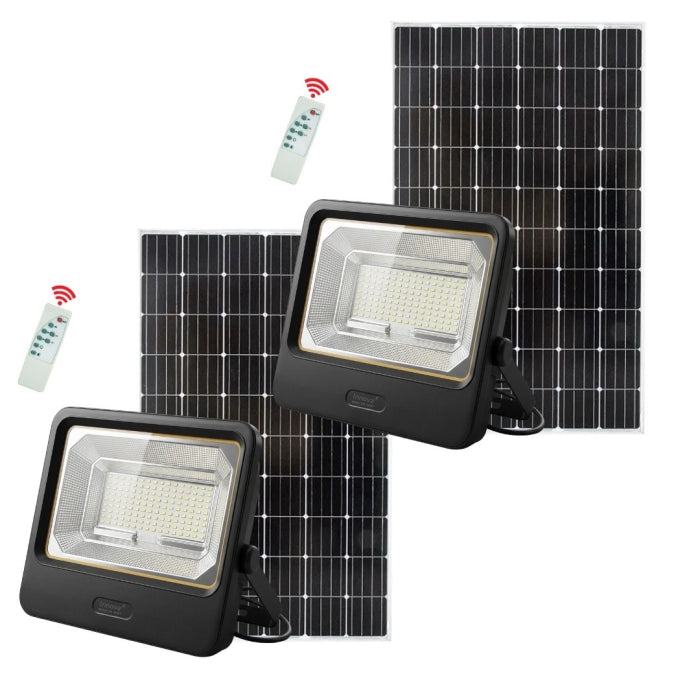 Set 2 Proiectoare Solare LED 800W Innova Smart Home Cyborg, IP67, Panouri Solare 35x35 cm și Telecomenzi