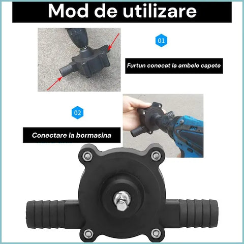 Mini Pompă pentru Transfer Lichide, Acționare cu Bormașina, pentru Apă, Ulei și Motorină