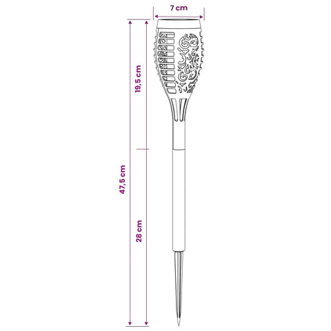 Set 10 Lampi Solare Tip Torta pentru Gradina, Efect Flacara de Foc, 47,5 cm, Negre