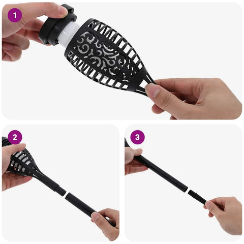 Set 10 Lampi Solare Tip Torta pentru Gradina, Efect Flacara de Foc, 47,5 cm, Negre