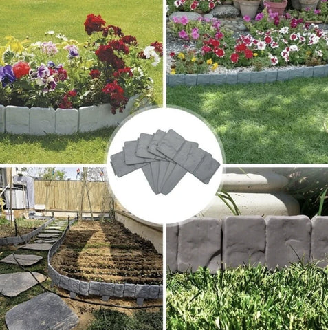 1+1 CADOU Set 10 x Gard Decorativ cu Aspect de Piatra Pentru Gazon sau Flori