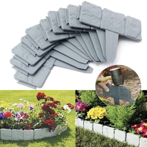 1+1 CADOU Set 10 x Gard Decorativ cu Aspect de Piatra Pentru Gazon sau Flori