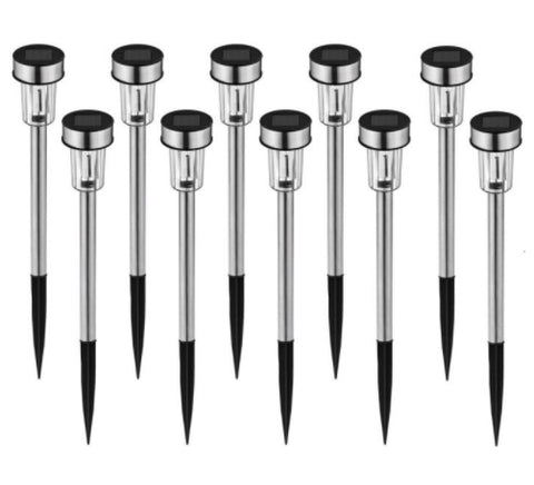 Set 10x Lampa solara de gradina inox Timeless Tools, Tip tarus