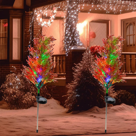 Set 2 Copaci Tuia Solari cu Lumini LED – Magia Sărbătorilor în Grădina Ta