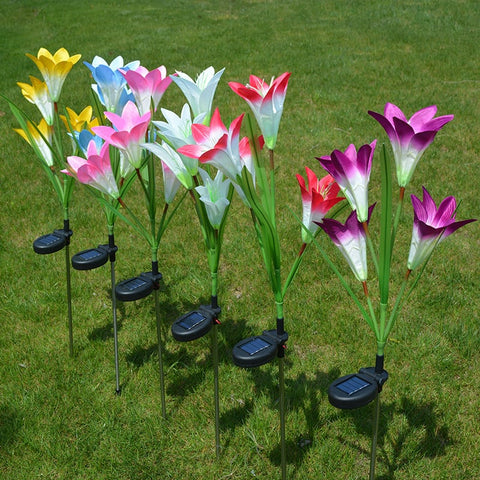 Set 2 Lampi Solare Crini Decorative, 70cm, IP66, LED cu Senzor Lumina
