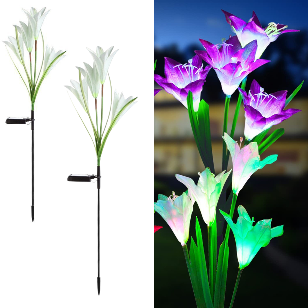 Set 2 Lampi Solare Crini Decorative, 70cm, IP66, LED cu Senzor Lumina