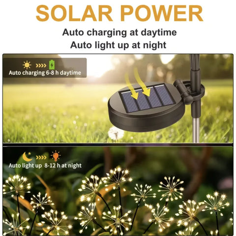 Set 2 Lampi Solare Decorative de Gradina Tip Papadie, 72 cm, 6 Ramuri Flexibile, 60 LED , Lumina Alb Cald