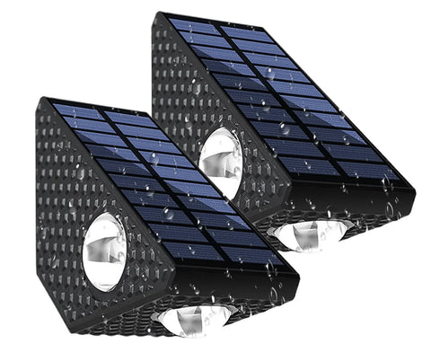 Set 2 Lampi Solare Decorative de Perete , Lumina in 3 Directii , Mullticolor , Alb rece , Alb Cald