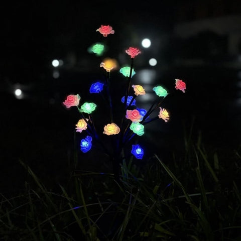 Set 2 Lampi Solare Decorative Ramura cu Flori LED, 65cm, IP66