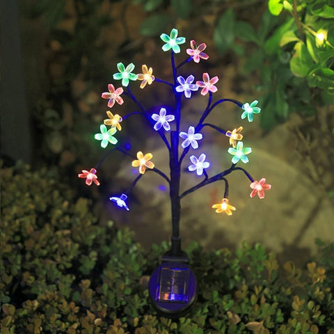 Set 2 Lampi Solare Decorative Ramura cu Flori LED, 65cm, IP66