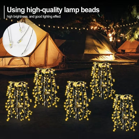 Set 2 Lampi Solare Decorative tip Salcie pentru Curte si Gradina, 120 LED-uri, Lumina Calda/Rece/Multicolor