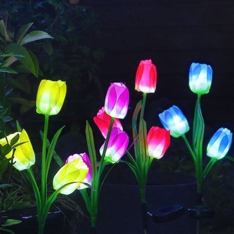 Set 2 Lampi Solare Lalele Decorative, 70cm, IP66, LED cu Senzor Lumina