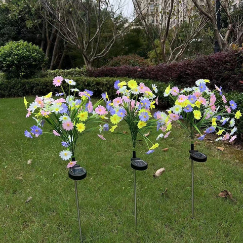 Set 2 Lampi Solare tip Buchet de Margarete Decorative M374-4, 70cm, lumina colorata, IP66, panou solar integrat