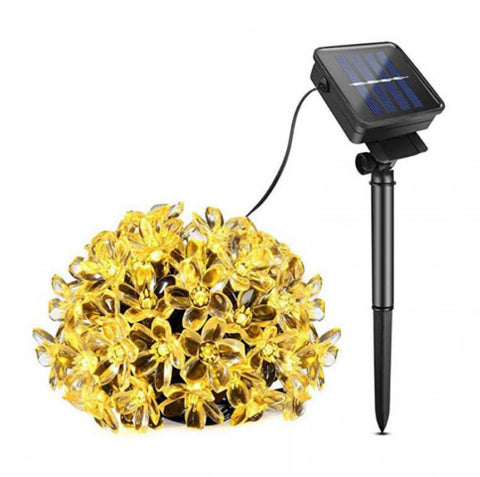 Set 2 x Instalatie Solara de Gradina Flori de Cires cu 50 LED-uri, Alb cald