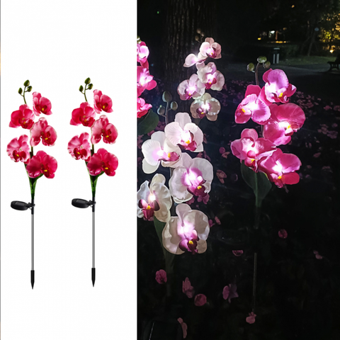 Set 2 x Lampi Solare Orhidee cu LED – Decor Romantic pentru Gradina, Tarus si Panou Solar