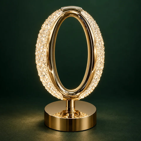 Set 2 x Lampa Diamond Crystal Oval LED – Eleganță rafinată cu 3 temperaturi de culoare Alb Rece, Alb Cald, Neutru și Accente Aurii