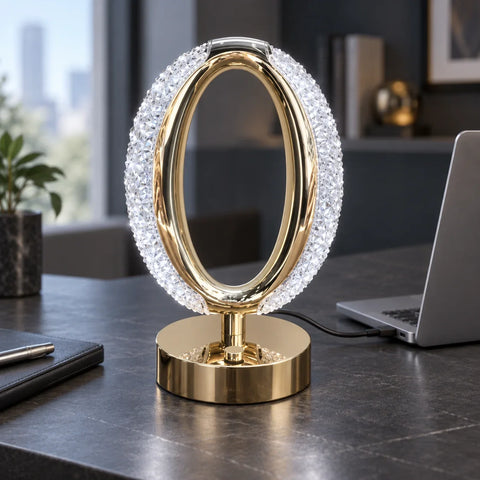 Set 2 x Lampa Diamond Crystal Oval LED – Eleganță rafinată cu 3 temperaturi de culoare Alb Rece, Alb Cald, Neutru și Accente Aurii
