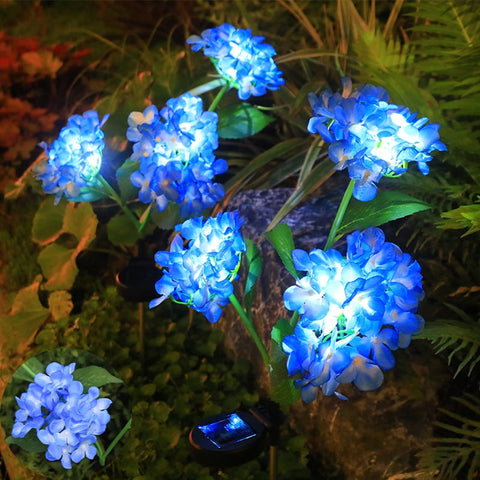 Set 2x Lampa Solara Decorativa Hortensie, 70cm, iluminare LED, IP66, panou solar integrat