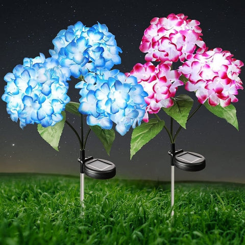 Set 2x Lampa Solara Decorativa Hortensie, 70cm, iluminare LED, IP66, panou solar integrat