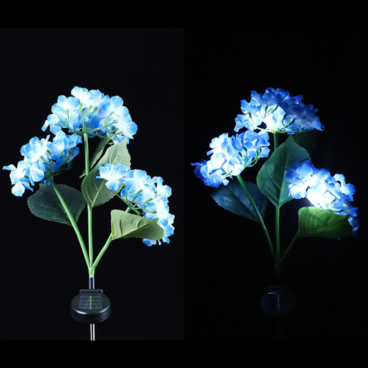 Set 2x Lampa Solara Decorativa Hortensie, 70cm, iluminare LED, IP66, panou solar integrat