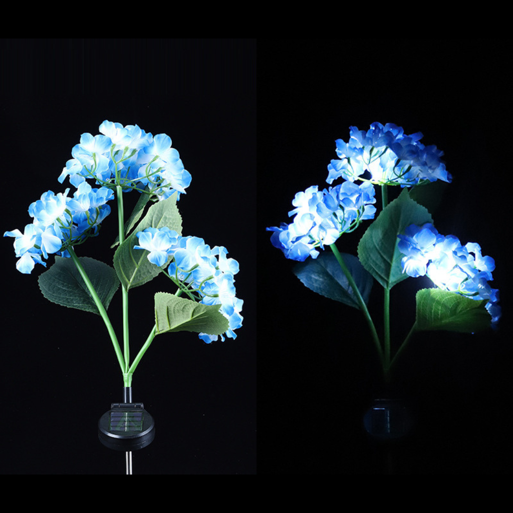 Set 2x Lampa Solara Decorativa Hortensie, 70cm, iluminare LED, IP66, panou solar integrat