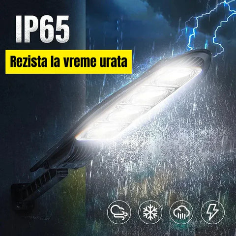Set 2x Lampa Solara Stradala SKY 300W, Senzor de miscare, Senzor de lumina cu Telecomanda + Cadou Surpriza